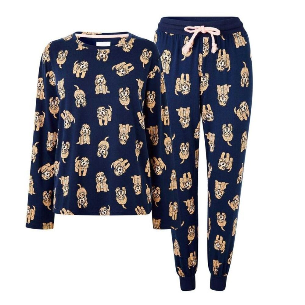 Chelsea Peers Womens/Ladies Puppy Pajama Set / Navy